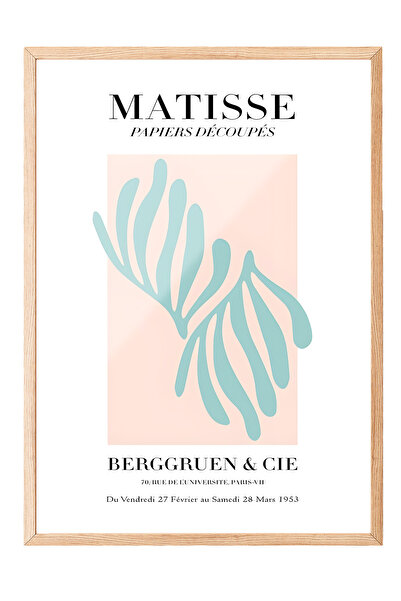 Zestia Tablou cu ramă din lemn, formă de frunză turcoaz – Stil Matisse, Poste...