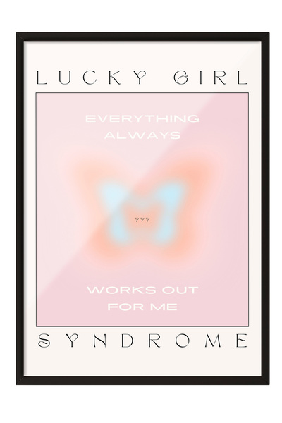 Zestia Tablou cu ramă neagră, fluture albastru și text – Energie pozitivă, de...