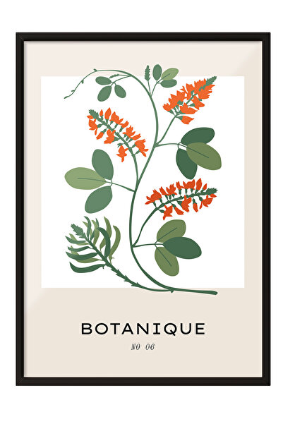 Zestia Tablou înrămat negru, floare portocalie și frunze – Botanic, Poster de...