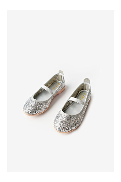 LC Waikiki Gümüş Payetli Kız Çocuk Babet