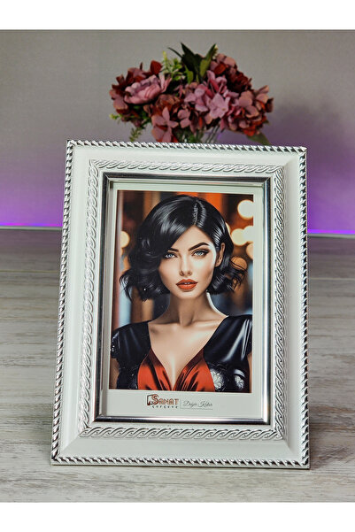 SANAT ÇERÇEVE 10X15cm her eve uyumlu fotoğraf çerçevesi beyaz ve altın yaldızlı