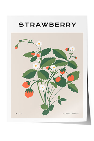 Zestia Poster fără ramă, Ramuri de căpșuni – Fructe în pasteluri, Poster deco...