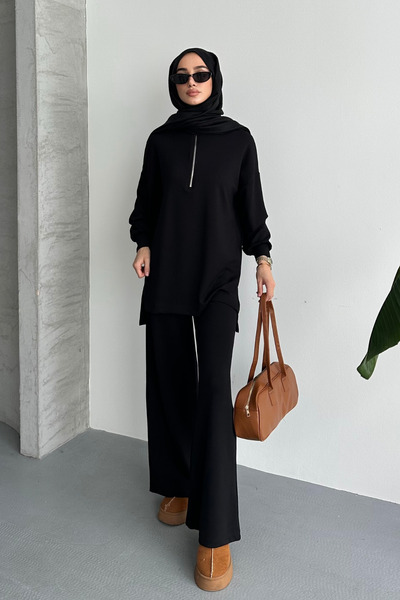 Mogi Butik Women's Modal Fabric Oversized Zippered Hijab Set 3105