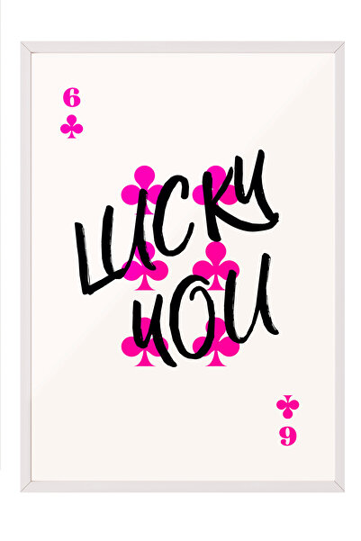 Zestia Tablou înrămat alb, Lucky You – Artă pop tipografică, Poster decorativ...