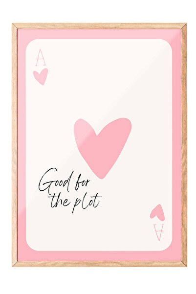 Zestia Tablou cu ramă din lemn, inimă roz și carte de as - Poster romantic pe...