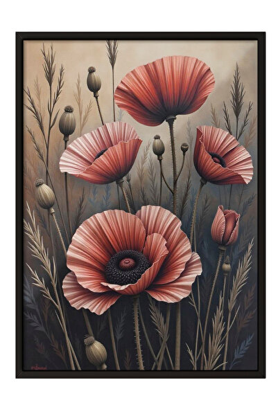 Zestia Tablou înrămat negru, Macișori roșii – Câmp romantic de flori, Poster ...