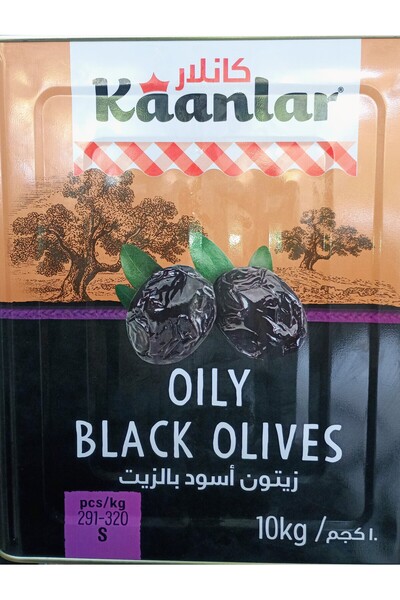 Kaanlar Doğal Salamura Yağlı Siyah Zeytin (S) Orta Boy 10 kg Teneke