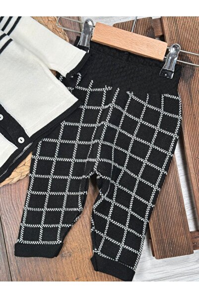 Kids Kingdom Soft Knitwear Cardigan with Button Detail Plaid 2-Piece Baby Boy Set