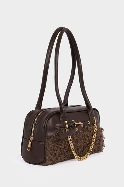 DeFacto Kadın Pelüş Detaylı Suni Deri Çapraz Çanta F5442AXNS