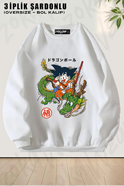 ZOKAWEAR Pulover supradimensionat unisex cu imprimeu Dragon Ball Goku Shenron...