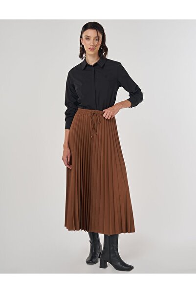 Kayra Pleated Skirt Brown