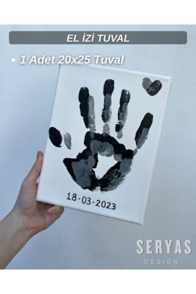 SERYAS DESIGN Tuval 20 x 25 El İzi Sevgiliye Hediye Boyama Sevgililer Günü He...