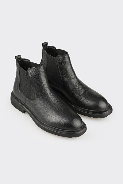 Elle Shoes Siyah Deri Erkek Günlük Bot