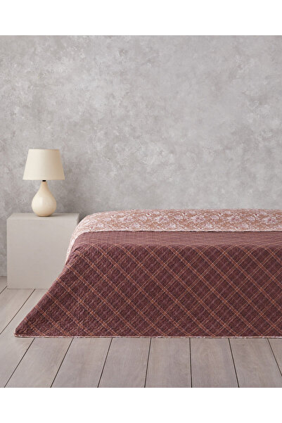 English Home Jacobean Plaid Tek Kişilik Çok Amaçlı Örtü 160x220 cm Bordo