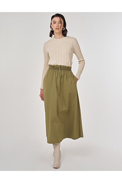 KYR Cotton A-Line Skirt Khaki