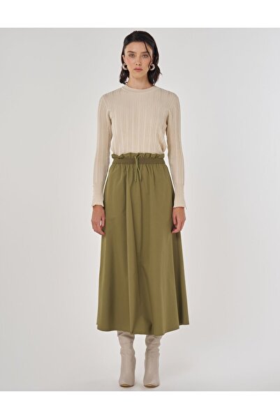 KYR Cotton A-Line Skirt Khaki