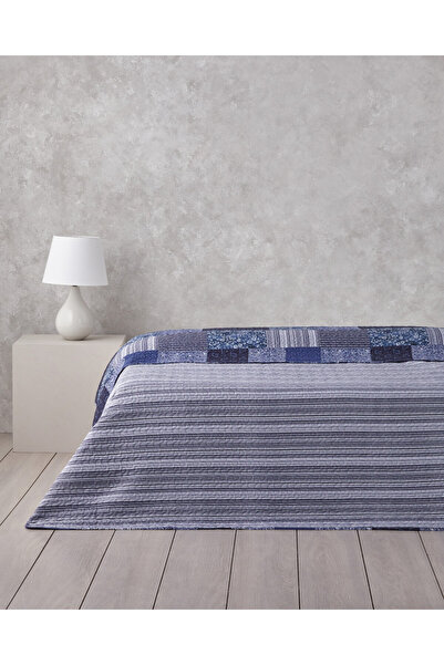 English Home Bleublanc Patch Tek Kişilik Çok Amaçlı Örtü 160x220 cm Mavi