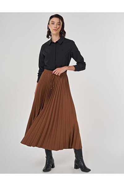 Kayra Pleated Skirt Brown