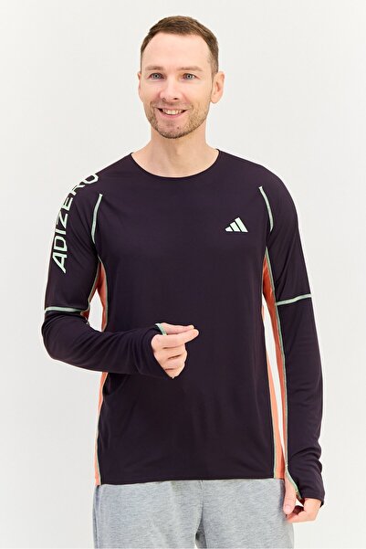 adidas Men Slim Fit Long Sleeve Running T-Shirt, Deep Purple