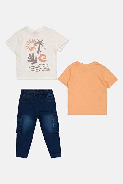 BENCH Toddlers Boy 3 Pieces Short Sleeve Graphic Print Tops And Bottom Set, Multicolor
