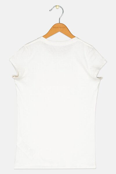 Levi's Kids Girl Round Neck Short Sleeve Brand Logo Top, Off White