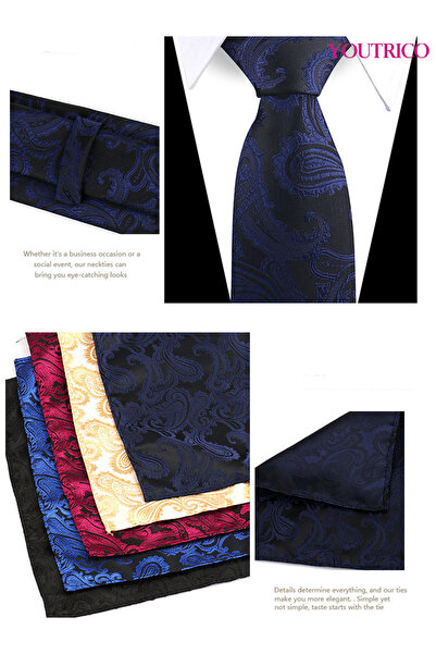 Youtrico 2PCS Tie and Handkerchief Set-Artisanal Business Handmade Formal Hanky Suit