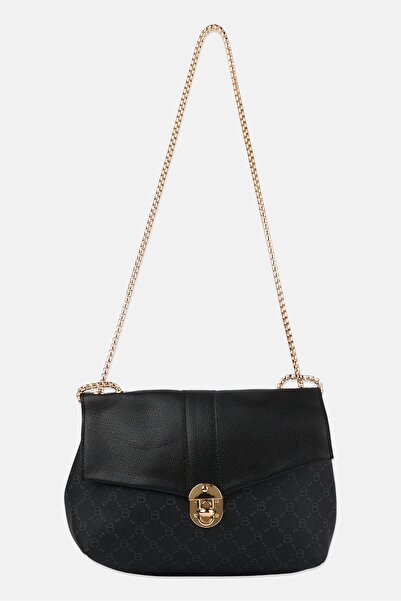 Lucky Bees Women Brand Logo Shoulder Bag, Black