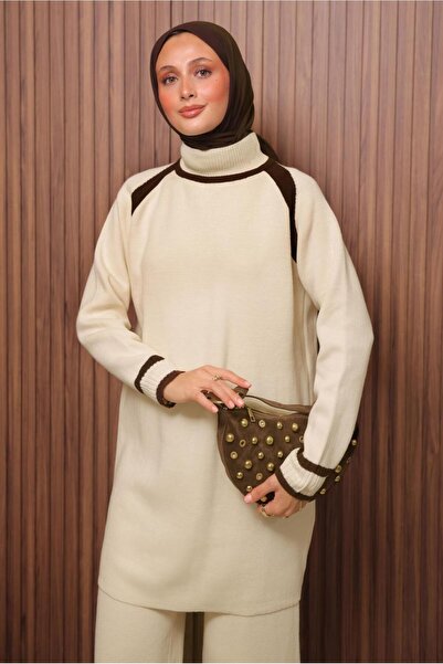 TRENDTESETTÜR Women's Cream Tricot Suit with Pants t 9607