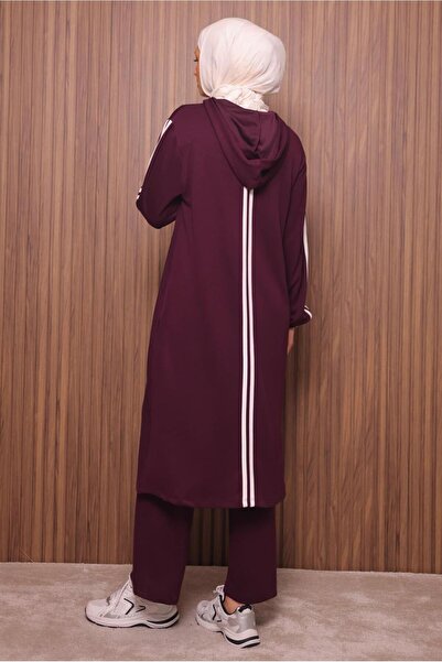 TRENDTESETTÜR Women's Burgundy Hooded Pants Suit t 0835