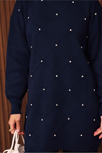 TRENDTESETTÜR Women's Navy Blue Pants and Knitwear Set t 7607