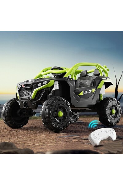 Maison Elise Electric Kids Buggy UTV, 2 Batteries, Parental Control, Black-Green, 97x62x58 cm