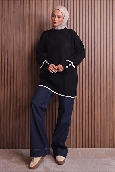 TRENDTESETTÜR Women's Black Knit Tunic t 0217