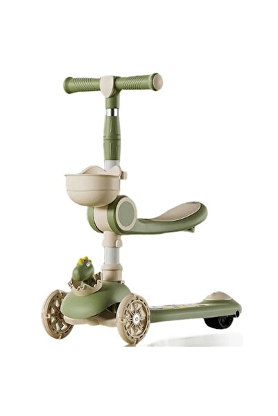 Maison Elise Multifunctional 3-in-1 Scooter for Children 1-5 Years, Lights & Music, 360 Adjustable, Beige/Green