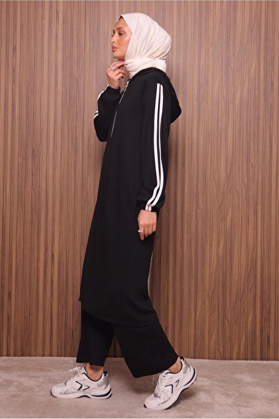 TRENDTESETTÜR Women's Black K Hooded Pants Suit t 0835