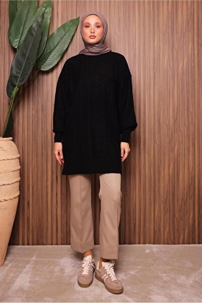 TRENDTESETTÜR Women's Black Knit Tunic t 6107