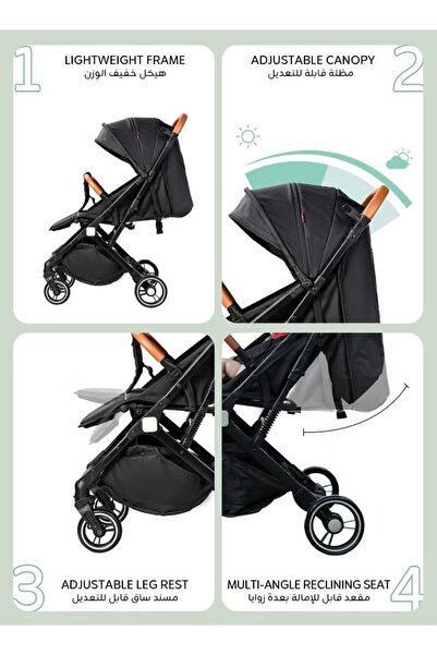 hibobi Lightweight Foldable Stroller with 360° Wheels, Sunshade Canopy, Large Basket & 5-Point Harness