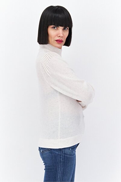 Aqua Women Mock Neck Heather Sweater, Off White