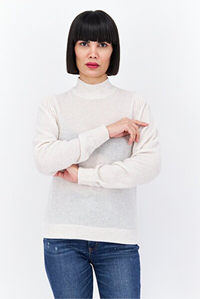 Aqua Women Mock Neck Heather Sweater, Off White