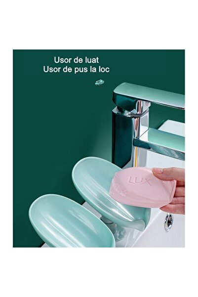 Flippy Savoniera Flippy, cu scurgere, pentru sapun, cu ventuza, material ABS, 13 x 8.5 x 10.5 cm, albastru