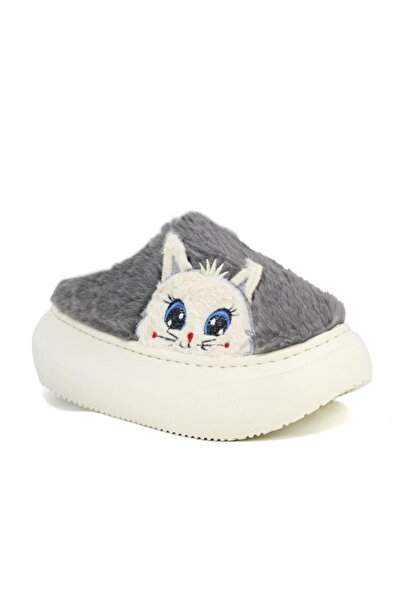 Auris Kışlık Kadın Peluş Terlik – Tatlı Ayıcık Deseni, Kaymaz Eva Taban, Ses Yapmaz Konfor-Kedi