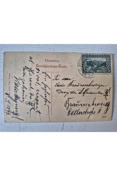 Edi Antik 1899 Date Stock Exchange of Hersek Turkish Family Postcard. Postage Stamp from the Original Era with a Past Stamp