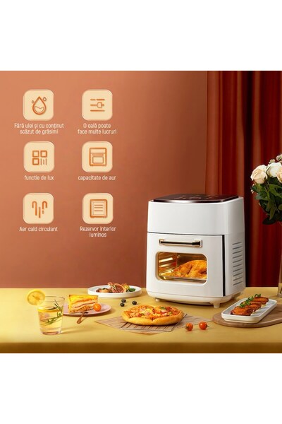 OEM Friteuză cu aer, 1400 W, capacitate 15 L, ecran tactil LCD, sertar transparent