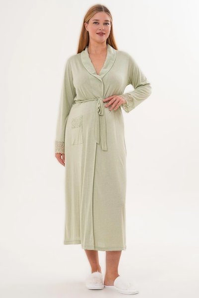 LOHOUSE Women's Shawl Collar Lace Long Sleeve Special Design Maternity Nightgown Dressing Gown Set