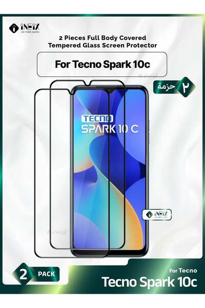 ineix قطعتان من واقي الشاشة الزجاجي الكامل لهاتف Tecno Spark 10c