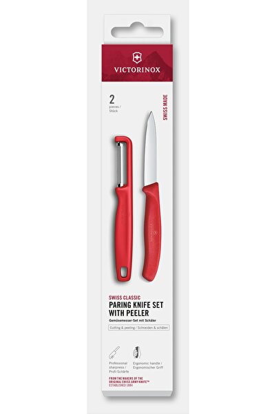 Victorinox Peeling Set 6.7111.21C1, Straight Knife and Peeler, Chilli Red