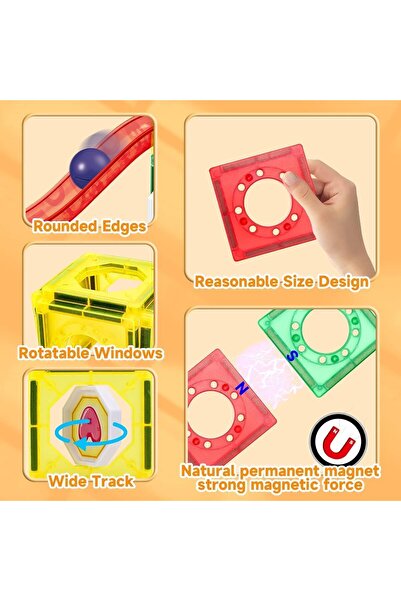 REZZOSS Magnetic Tiles Set Toys for Kids toddlers 3+, Building Blocks Construction, Magnitiles,(148pcs)