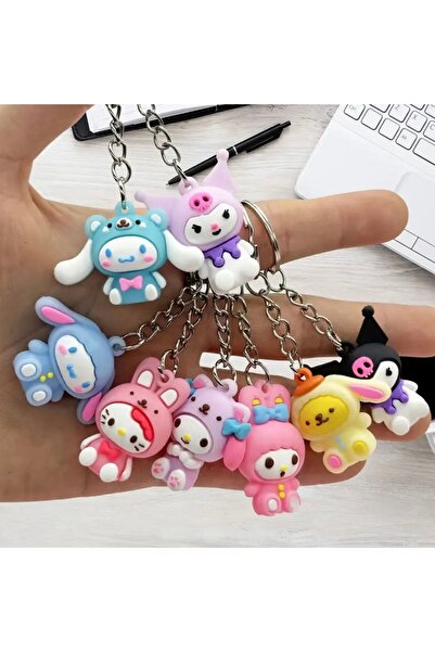 MODA سلسلة مفاتيح مختلطة من شخصيات الرسوم المتحركة سانريو مكونة من 4 قطع