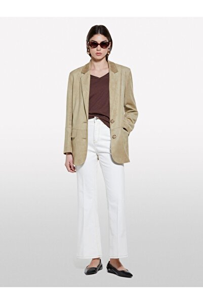 Sisley Γυναικείο μπλουζάκι από βαμβακερό μείγμα κανονικής εφαρμογής με λαιμόκοψη σε σχήμα V - 325P3TNHL4007