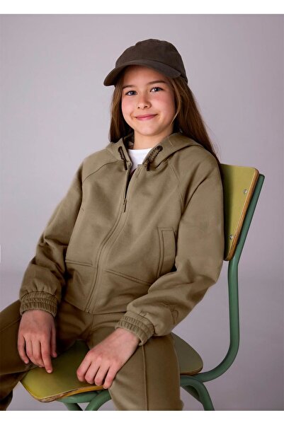 MAYORAL سويت شيرت بناتي بسحاب كاكي 7439