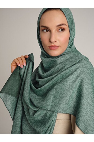 Ayshara Mist Plain Patterned Double-Sided Shawl - Petrol